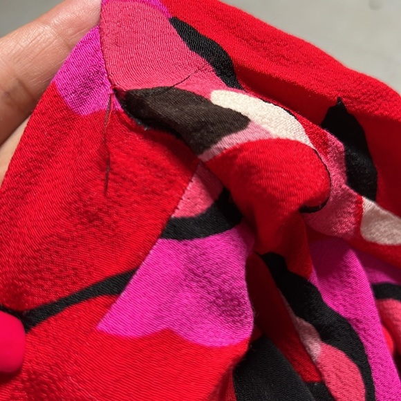 Kate Spade Womens Red Rose Deco Peplum Drop Waist Long Sleeve Blouse Top Size 8 - Picture 12 of 16